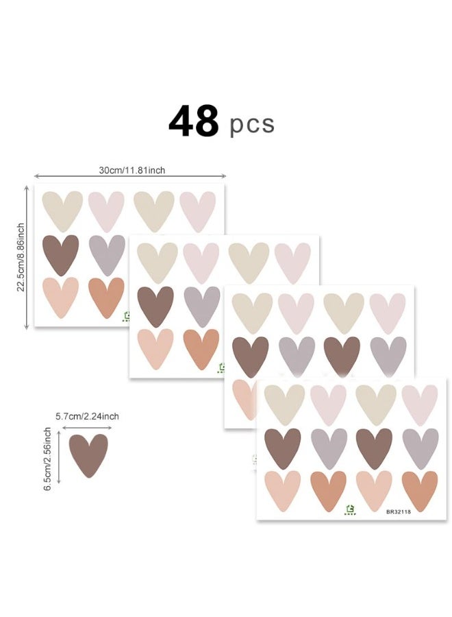 insular 48 PCS Nursery Wall Stickers, Heart Wall Decals, Removable Wall Decor, Self-Adhesive Kids Room Decor, Reusable DIY Wall Stickers, Waterproof Wall Decals - Image 2